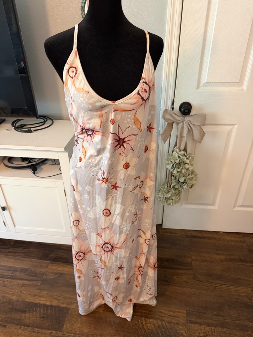 Floral Slip Maxi Dress in Light Pink